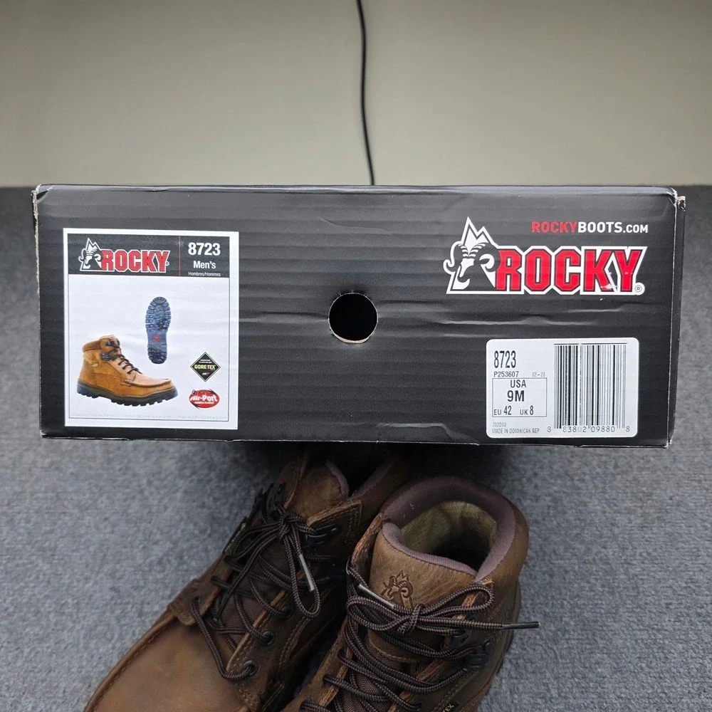 Rocky 8723 Gore-Tex Waterproof Moc Toe Boots Mens Size 9M Leather Work Hiking
